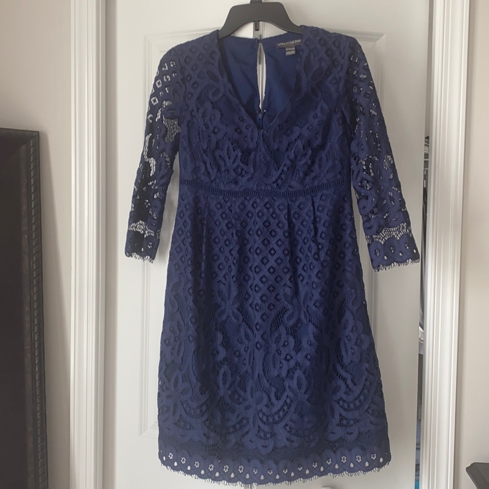 Maternity Navy Lace Dress